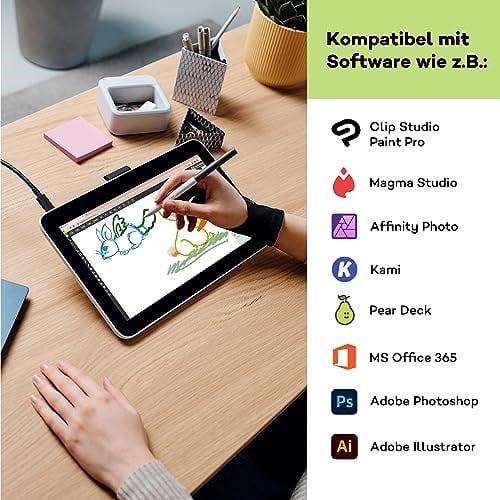 Wacom One 12 - DTC121W0B - 11,6 inç Full HD 99% sRGB ekranlı, elektromanyetik rezonans kalem, pil ve pil dahil olmadan, Windows, Mac, Chromebook ve Android için, Sanatçılar için