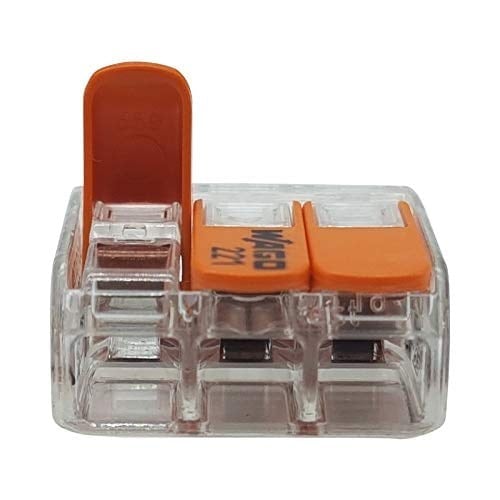 WAGO 10 adet Wago 221-413 bağlantı terminali 3 damarlı kollu 0,2-4 mm², küçük şekil, şeffaf