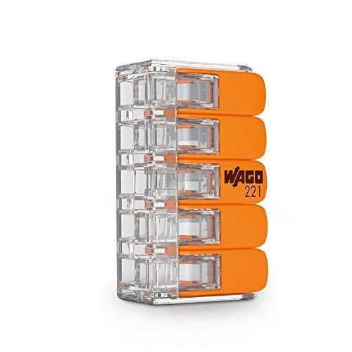 WAGO Kelepçe, 5 iletkenli, 4 mm², kollu bağlantı kelepçesi, 221-415 (25 adet), şeffaf