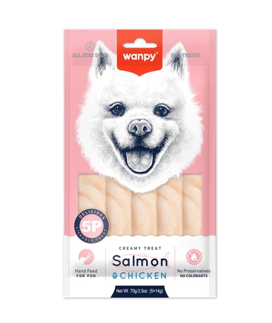 Wanpy Somonlu Tavuklu Krema Köpek Ödülü 5 X14 Gr