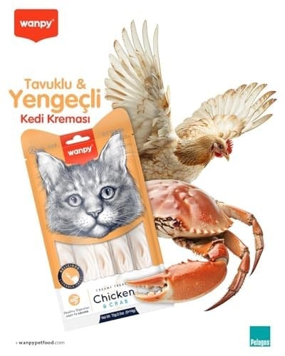 Wanpy Tavuklu&Yengeçli 25 * 14 gr Krema Kedi Ödülü