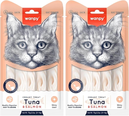 Wanpy Ton Balığı&Somon 5x14 gr Likit Kedi Ödülü 2li paket