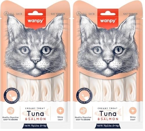 Wanpy Ton Balığı&Somon 5x14 gr Likit Kedi Ödülü 2li paket