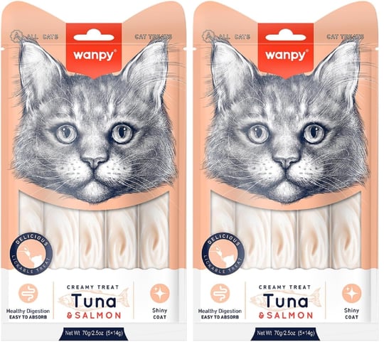Wanpy Ton Balığı&Somon 5x14 gr Likit Kedi Ödülü 2li paket