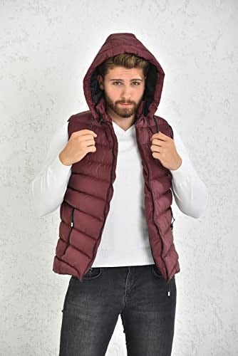 WAPP UNİSEX BORDO JEL DOLGU KAPÜŞONLU ŞİŞME YELEK L t-43-