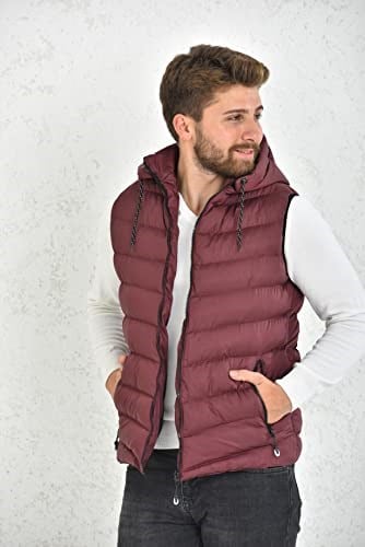WAPP UNİSEX BORDO JEL DOLGU KAPÜŞONLU ŞİŞME YELEK L t-43-