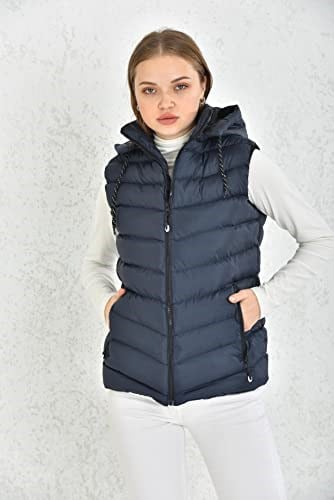 WAPP UNİSEX LACİVERT JEL DOLGU KAPÜŞONLU ŞİŞME YELEK XL t-72