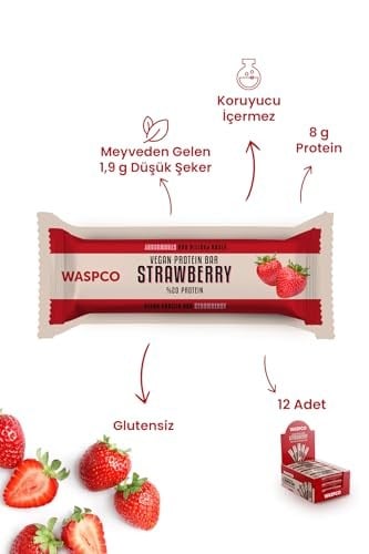 Waspco Vegan Çilekli Protein Bar 40g 2li paket