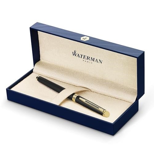 Waterman Hemisphere Mat Siyah Altın Tasarımlı Roller Kalem, Ince Uç, Siyah Mürekkep
