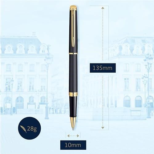 Waterman Hemisphere Mat Siyah Altın Tasarımlı Roller Kalem, Ince Uç, Siyah Mürekkep