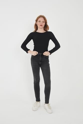 Wearflawless Kadın Bisiklet Yaka Uzun Kollu Fitilli Bluz