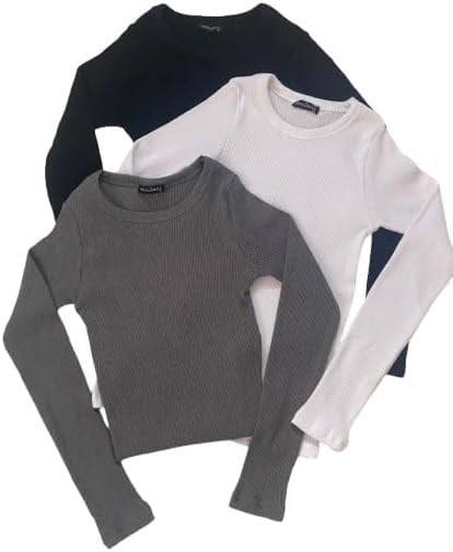 Wearflawless Kadın%100 PAMUKLU 3lü Bisiklet Yaka Uzun Kollu Fitilli Bluz Set-1