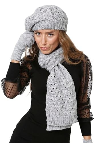 Wearflawless Ressam Model Örgülü Triko Kışlık Kadın Renkli Bere Atkı Eldiven Örgülü Ressam Şapka 3lü Set-1