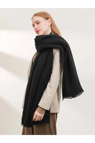 Wearflawless Unisex Sade Kalın Yumuşak Siyah Atkı siyah Tek Ebat