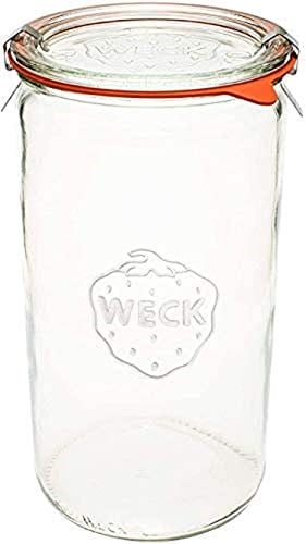 Weck Kavanoz 974 - Büyük Saklama Kapasiteli 1,5 L Cam Kavanozlar - Hava Geçirmez Kapaklı Kavanozlar Dekapaj için Uygun - Isıya Dayanıklı Konserve Kavanozları - Mikrodalga Kasa - (Cam Kapaklı 1