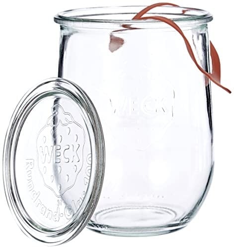Weck Lale kavanozu, 1 litre, 6lı set KAPAK, conta kıskaçları, cam, şeffaf, 6 x