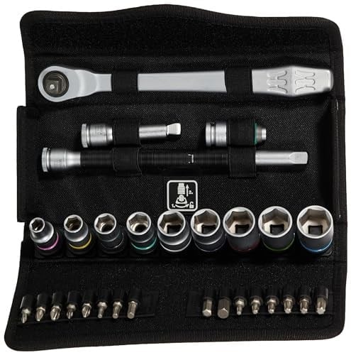 Wera 05004048001 8100 SB 8 Zyklop Metal Cırcır Seti, Değiştirme Kolu, 3/8 inç Tahrik, Metrik, 29 Parça