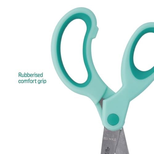 Westcott E-21586 00 Softgrip Kids Lefty çocuk makası, solaklar için, 13 cm, yuvarlak uçlu, turkuaz