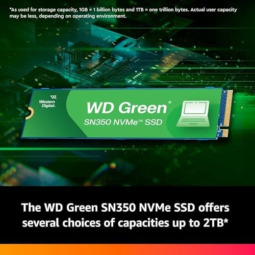 Western Digital 250GB WD Yeşil SN350 NVMe Dahili SSD Katı Hal Sürücüsü - Gen3 PCIe, M.2 2280, 2.400 MB/sye kadar - WDS250G2G0C