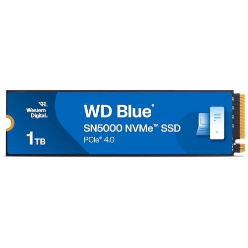 Western Digital Blue SN5000 NVMe SSD M.2 2280 1 TB (5.000 MB/snye kadar okuma 4.000 MB/snye kadar yazma) - WDS100T4B0E