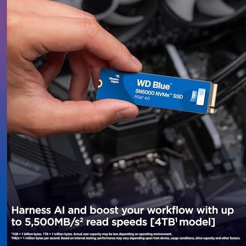 Western Digital Blue SN5000 NVMe SSD M.2 2280 1 TB (5.000 MB/snye kadar okuma 4.000 MB/snye kadar yazma) - WDS100T4B0E