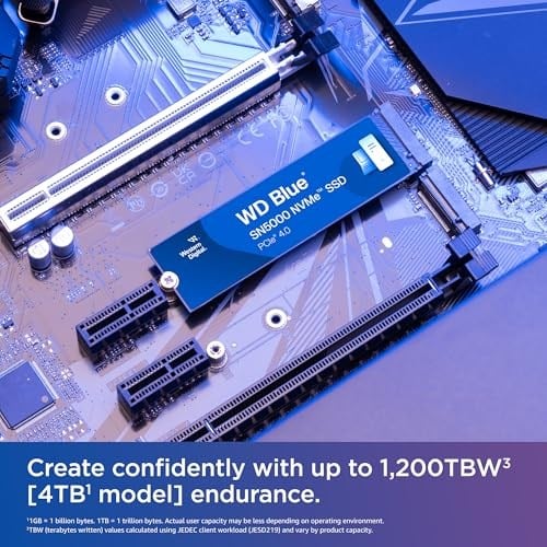 Western Digital Blue SN5000 NVMe SSD M.2 2280 1 TB (5.000 MB/snye kadar okuma 4.000 MB/snye kadar yazma) - WDS100T4B0E