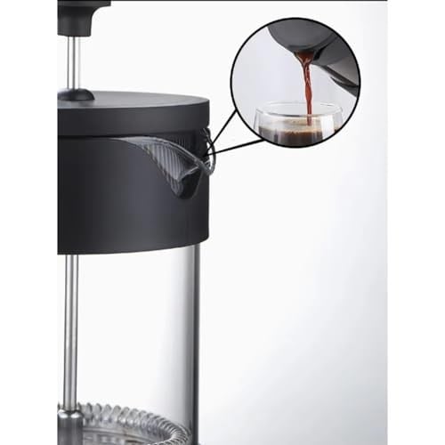 Wiforte Siyah French Press 420 ML – Isıya Dayanıklı Kahve Demleme Pressi, İnce Filtreli, Manuel Kullanım, Ev ve Ofis İçin