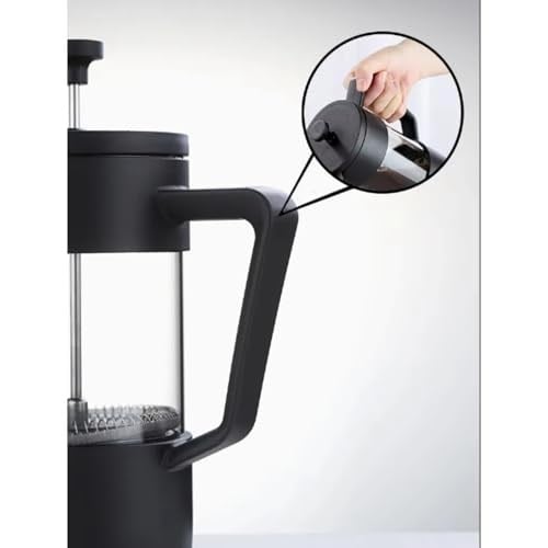 Wiforte Siyah French Press 420 ML – Isıya Dayanıklı Kahve Demleme Pressi, İnce Filtreli, Manuel Kullanım, Ev ve Ofis İçin