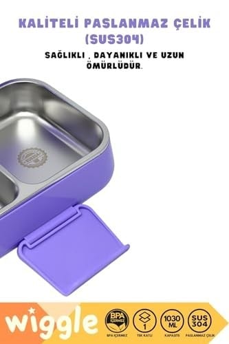 Wiggle Bento 1030ml Lunchbox Tek Katlı 2 Bölmeli Paslanmaz Çelik Sefer Tası Yemek Kutusu