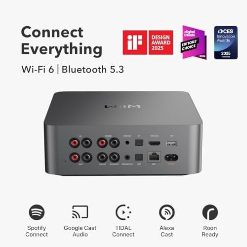 WiiM Ultra Müzik Flama ve Dijital Preamp | 3,5 inç Dokunmatik Ekran, Chromecast ve Alexa ile Uyumlu, Stream Spotify, Amazon Müzik, Gelgit ve Daha Fazlası | HDMI ARC, Fono Girişi ve Kulaklık Çıkışı |
