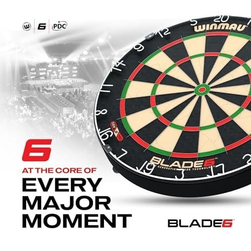 WINMAU Darts Blade 6 Professional Bristle Dartboard with Official tournament specifications | Endorsed by the PDC
