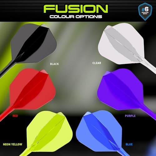 WINMAU Darts Fusion Entegre Uçuş ve Şaft Sistemi - No.6 Şekil ve Tasarım - Kısa, Orta ve Orta Seviyelerde Mevcuttur - Siyah, Sarı ve Şeffaf