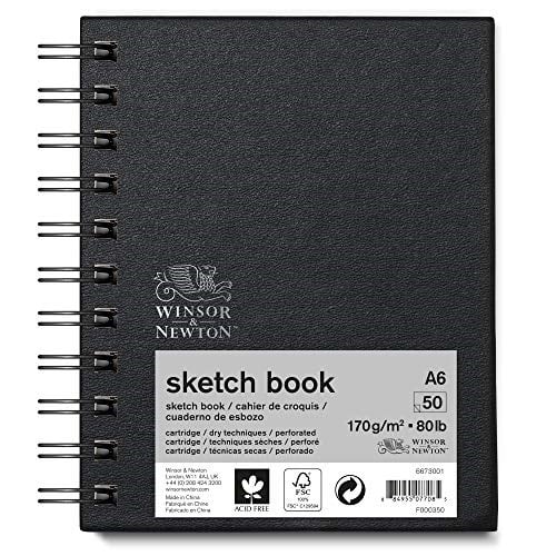 Winsor & Newton 6673001 spiral ciltli eskiz defteri - 50 yaprak eskiz kağıdı, 170 g/m², mikro delikli yapraklı, DIN A6 - Seçenekler: A2, A4, A5, DIN A5, 14.0 x 21.6 cm, 14.8 x 21 cm...