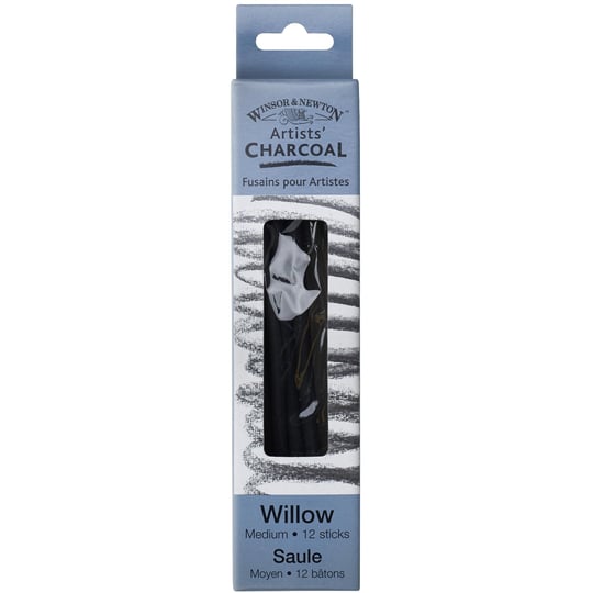 Winsor & Newton Willow Charcoal Sticks, Medium, 12/Pkg. - Seçenekler: 3 adet çizim kömürü, 3lü kutu, Kömür, Sabitleyici., Silgi...