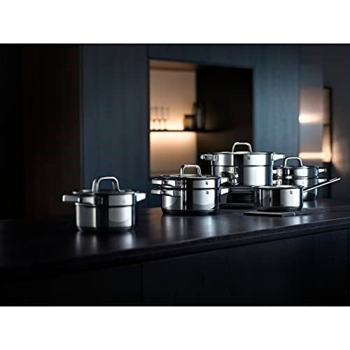 WMF Compact Cuisine 5 Parça Tencere Seti, İndüksiyon Uyumlu, Cam Kapaklı, Cromargan® Yüksek Kaliteli Parlak Paslanmaz Çelik, Kaplamasız, İç Ölçü Skalalı