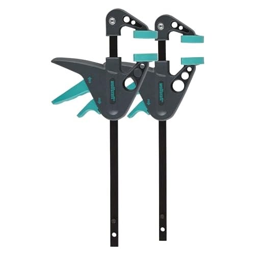 wolfcraft Mini tek elle kullanılabilen kelepçe 40 – 110 mm 3455100 – küçük iş parçalarının hassas şekilde sabitlenmesi için pense seti – 2 adet – tek elle uygulama