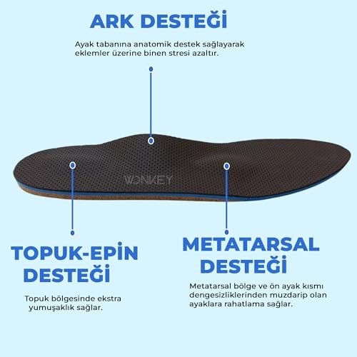 Wonkey İçe Basma ve Düz Taban Destekleyici Anatomik Ayakkabı Tabanlığı, Doğal Mantar Medikal Epin ve Ark Takviyeli İç Tabanlık (43)