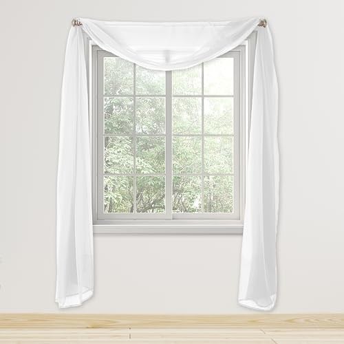 WPM Beyaz Zarafet Şeffaf Eşarp Saçaklı 96,52 cm x 548,56 cm Uzunluğunda