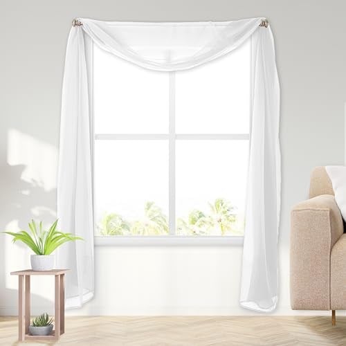 WPM Beyaz Zarafet Şeffaf Eşarp Saçaklı 96,52 cm x 548,56 cm Uzunluğunda