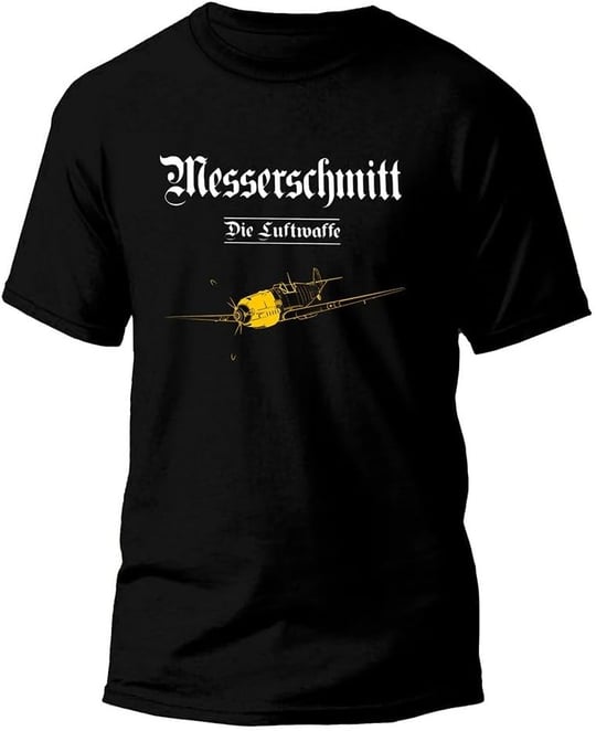 WW2 - LUFTWAFFE BF 109 Özel Tasarım Siyah Tişört-1 -