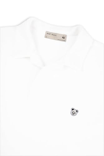Wwf - India Üniseks Yetişkin Kısa Kollu Polo Yaka Tişört Panda Kafası Polo Yaka Tshirt Beyaz