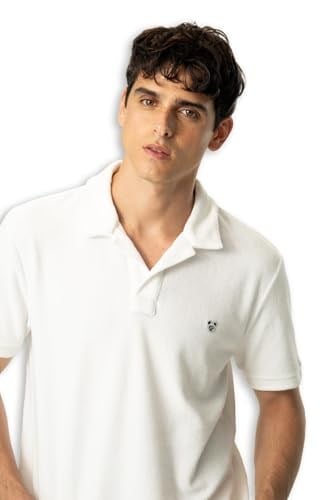 Wwf - India Üniseks Yetişkin Kısa Kollu Polo Yaka Tişört Panda Kafası Polo Yaka Tshirt Beyaz