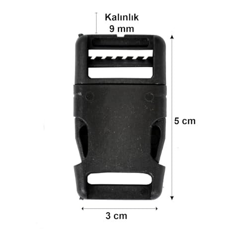 X-Perk Plastik Çanta Tokası Klipsli Ayarlı Toka Geçmeli Kilitli Toka Sırt Çanta Toka Aparatı 5li set Genişlik 3 cm Boy 5 cm