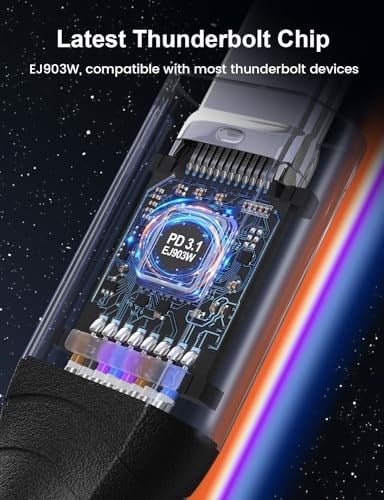 XAOSUN Thunderbolt 4 Kablo için 240W USB4, 90 Derece Dik Açı Thunderbolt 4 Kablo 6 ft, Destek 240W Şarj, 40Gbps Transfer, MacBook, Thunderbolt Dock, Tablet, Hub, eGPU için 8K/5K HD Ekran