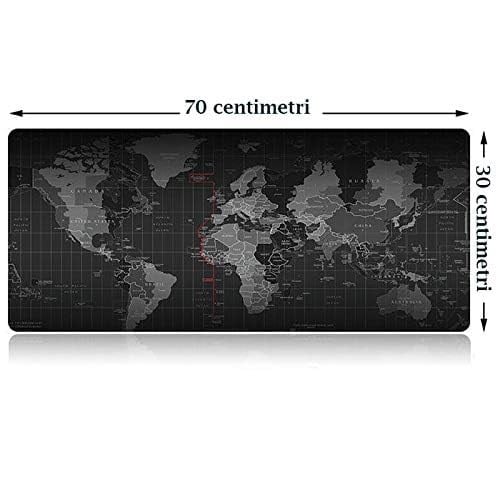 XL Dünya Haritası Oyun Fare Altlığı, 70 x 30 cm, Dünya Haritası Kaymaz Tabanlı Doğal Kauçuk, Sıkı ve Pürüzsüz, Her Fare, Klavye ve Dizüstü Bilgisayar İçin Uygundur