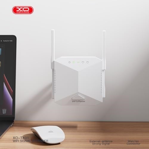 XO Simple is Beauty 1200Mbps Çift Bant WiFi Sinyal Güçlendirici –4 Harici Anten, 2.4G & 5G, WPA2 Şifreleme, WAN/LAN Portlu, Çoklu Çalışma Modlu Kablosuz Ağ Genişletici, TX01, Beyaz