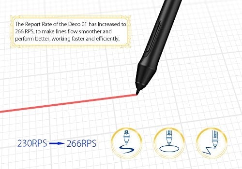XP-PEN Deco 01 Grafik Tablet 10x6 İnç Çizim Tablet Pilsiz Stylus 8192 Basınç Hassasiyeti