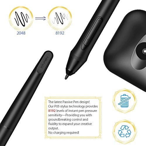 XP-PEN Deco 01 Grafik Tablet 10x6 İnç Çizim Tablet Pilsiz Stylus 8192 Basınç Hassasiyeti