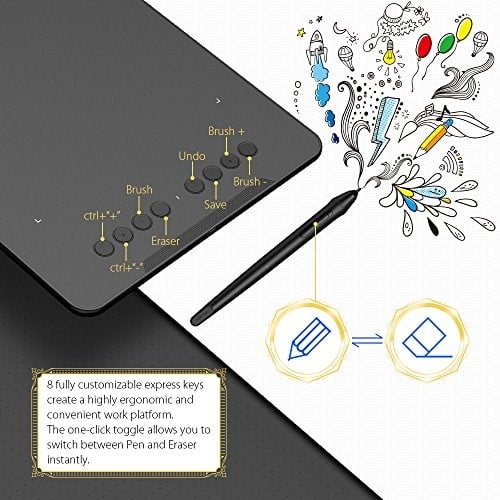 XP-PEN Deco 01 Grafik Tablet 10x6 İnç Çizim Tablet Pilsiz Stylus 8192 Basınç Hassasiyeti