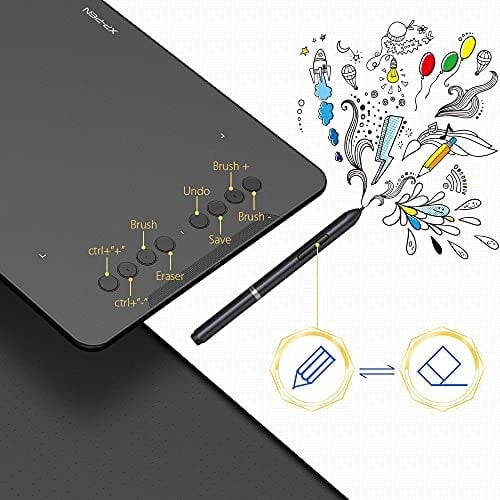 XP-PEN Deco 01 grafik tableti, 10 x 6,25 inç kalem tableti, 8 ekspres tuşlu, 266 RPS 8192 basınç hassasiyeti, eldivenli, ev, ofis ve e-öğrenme için ideal